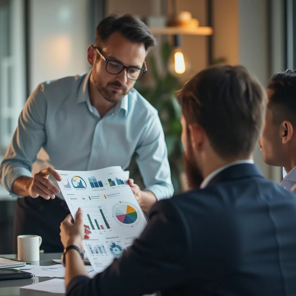 Consultor asesorando a cliente PyME