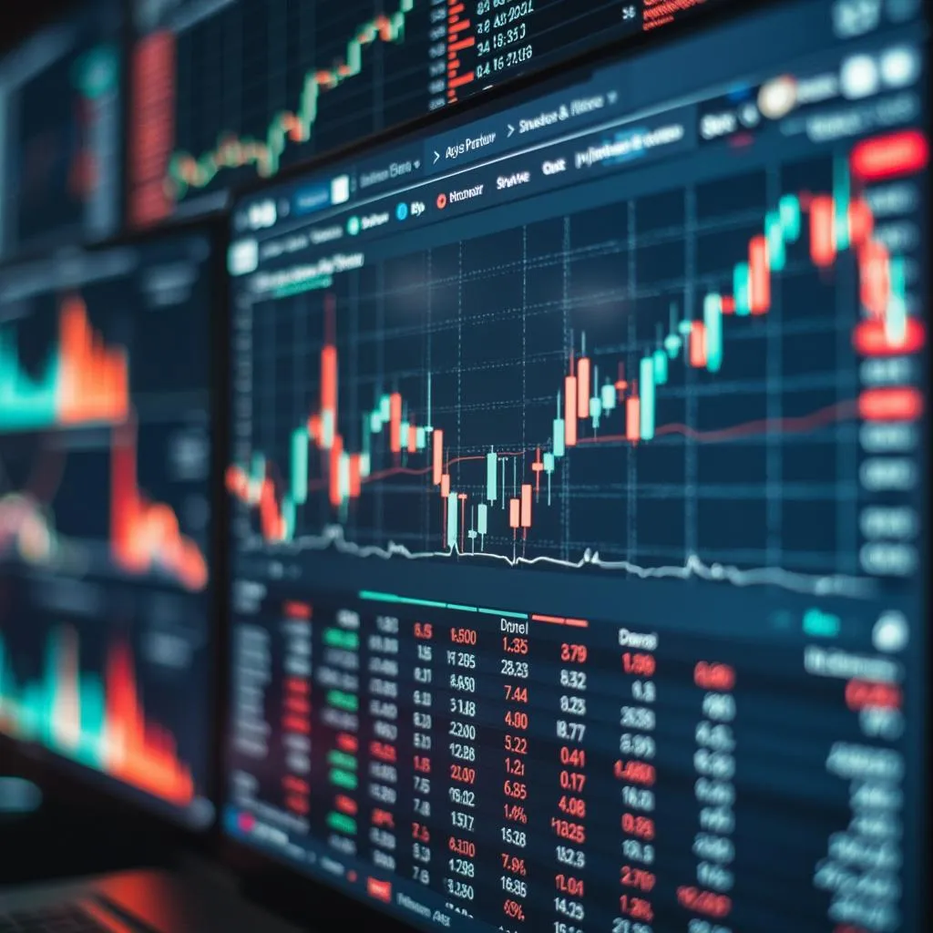 Análisis de mercado en pantalla de computadora